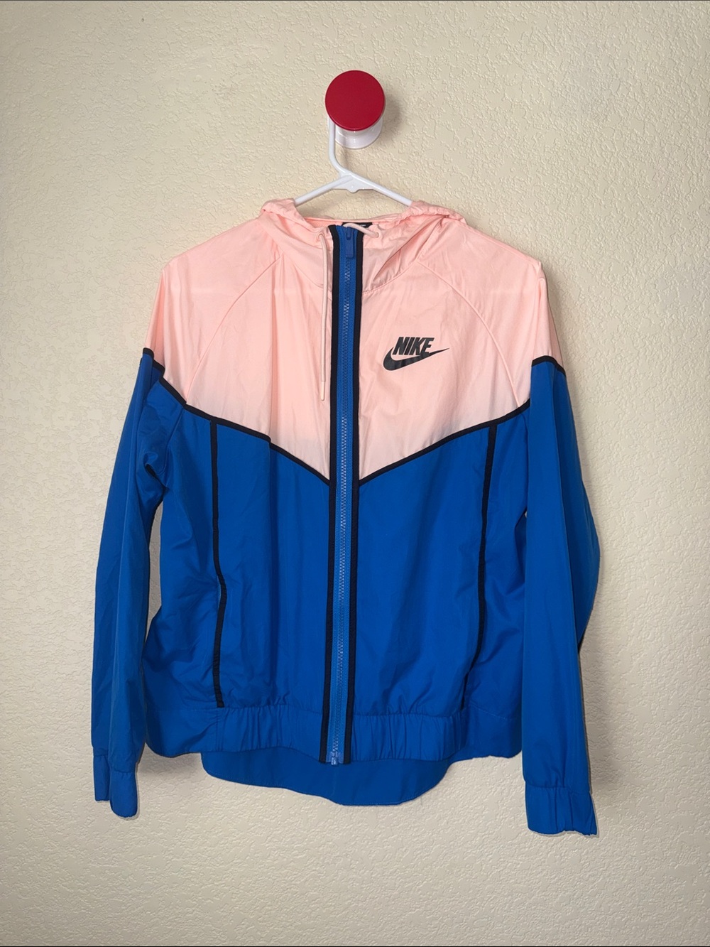 Nike Windrunner Pink Blue Colorblock Hooded Jacket Size M